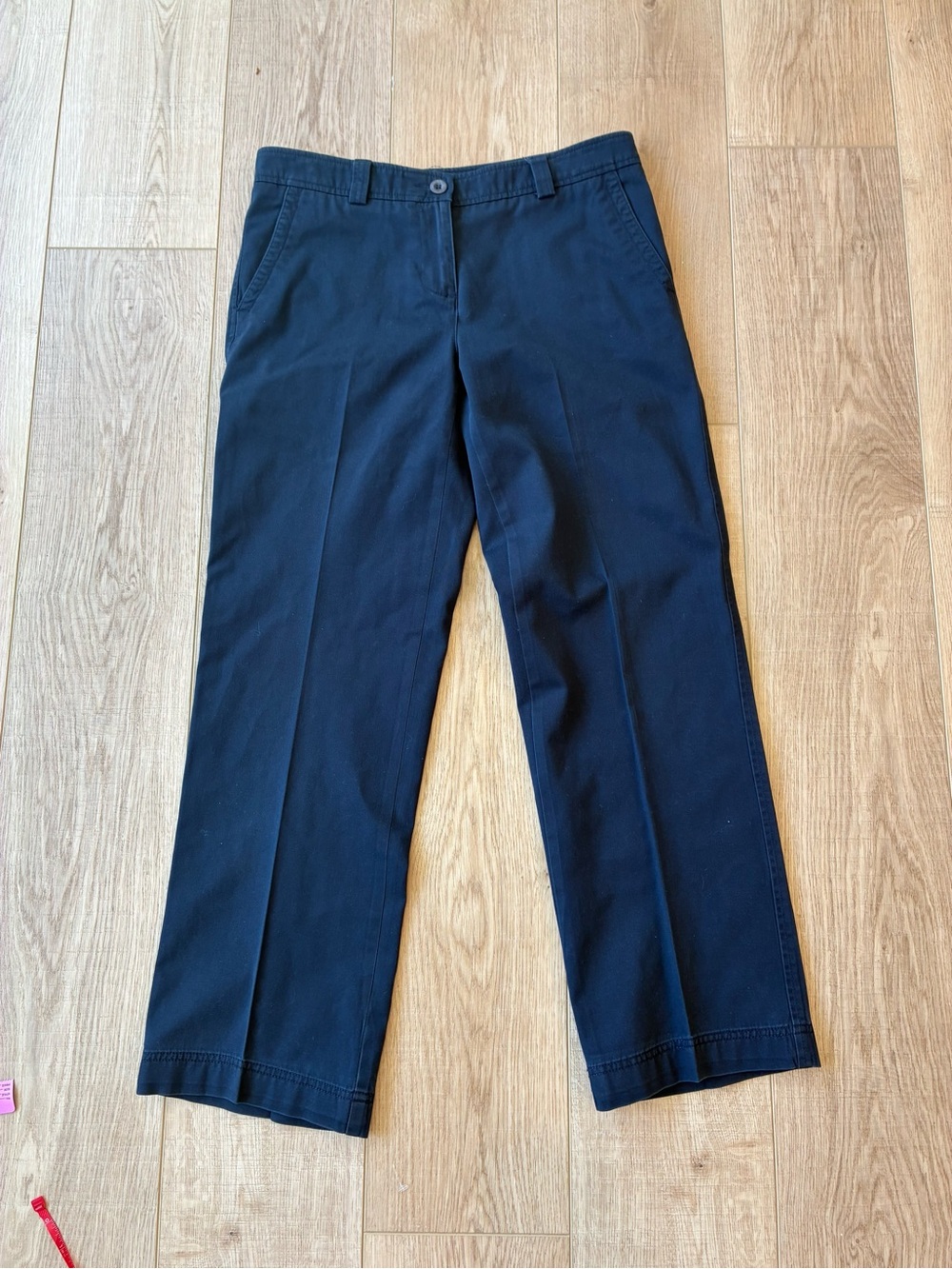 Vintage LL Bean navy blue trousers size 6 crisp cotton east coast preppy crop
